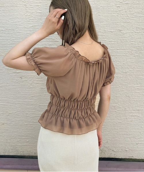 apres jour clair（アプレジュールクレア）の「【apres jour clair】シフォンギャザーブラウス【ZOZOTOWN限定アイテム】（シャツ/ブラウス・レディース・ピンクベージュ/アイボリー/モカ・X-LARGE/フリー）」の16枚目の写真