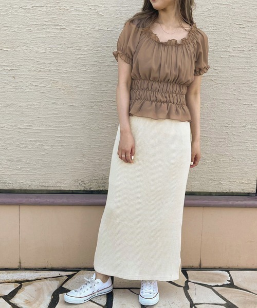 apres jour clair（アプレジュールクレア）の「【apres jour clair】シフォンギャザーブラウス【ZOZOTOWN限定アイテム】（シャツ/ブラウス・レディース・ピンクベージュ/アイボリー/モカ・X-LARGE/フリー）」の17枚目の写真