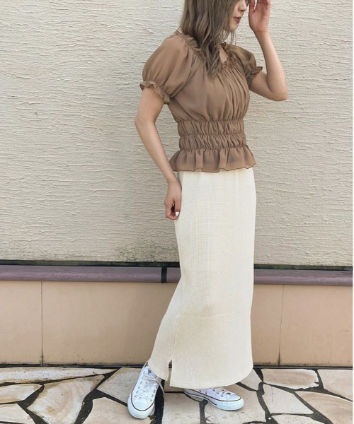 apres jour clair（アプレジュールクレア）の「【apres jour clair】シフォンギャザーブラウス【ZOZOTOWN限定アイテム】（シャツ/ブラウス・レディース・ピンクベージュ/アイボリー/モカ・X-LARGE/フリー）」の19枚目の写真