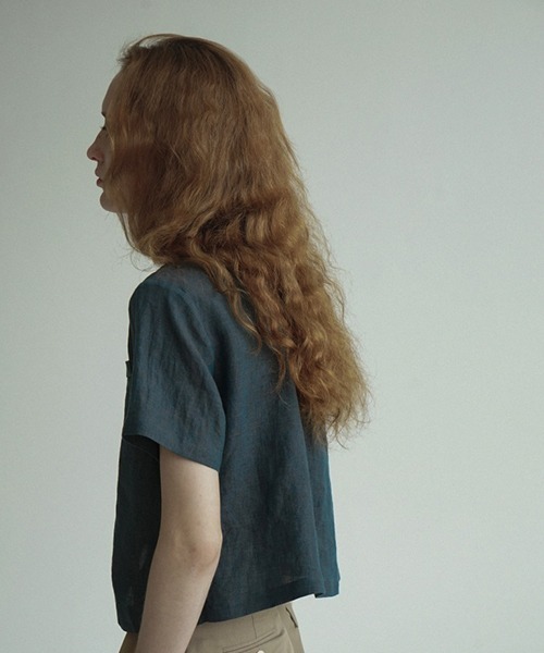 chuclla(チュクラ)の「【LeonoraYang】Linen half-sleeve jacket chw1548(ノーカラージャケット・レディース・ダークブルー/ダークブラウン・S/M/L)」の6枚目の写真