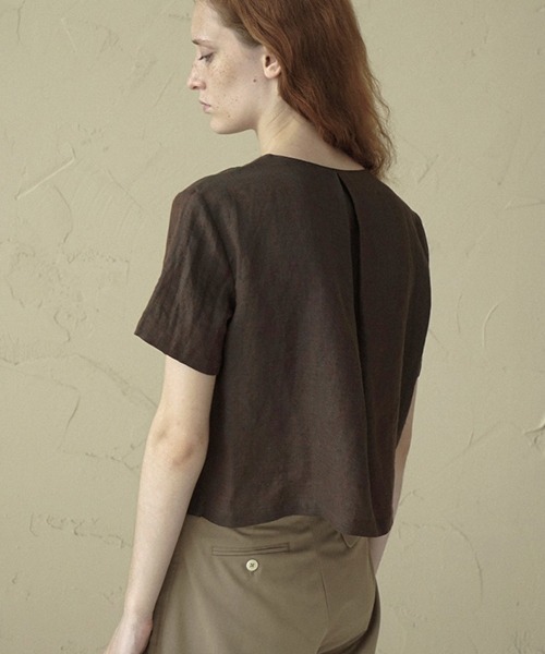 chuclla(チュクラ)の「【LeonoraYang】Linen half-sleeve jacket chw1548(ノーカラージャケット・レディース・ダークブルー/ダークブラウン・S/M/L)」の17枚目の写真