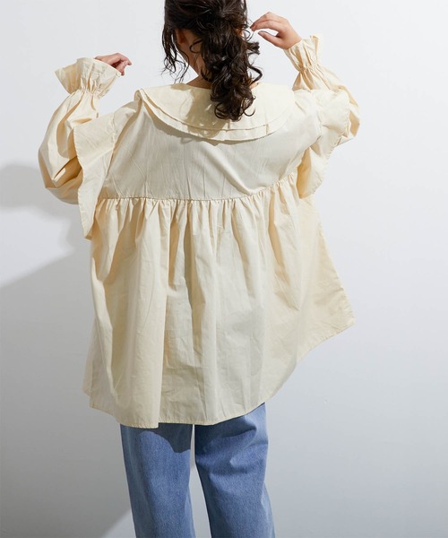 チュニック Lala ワンピース ドレスborn ララボーン のファッション Lalaborn ビッグフリルカラーチュニックミニワンピース チュニック Lala