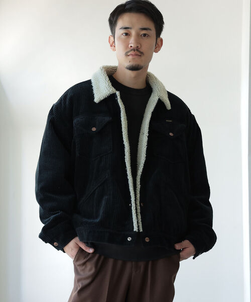 Wrangler Wrange Coat 黒 ボアジャケット　未発売サンプル品 Wrangler ラングラー ボア ジャケット メンズ デニム ランチコート WM1823-183 70s ランチジャケット ボアジャケト  ブラックデニム フリース デニムジャケット カバーオール デニム 黒 ブラック | HEADFOOTmixism