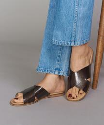 BE CALLEJON | ＜BE CALLEJON＞レザーエナメル クロススライダーサンダル(サンダル)