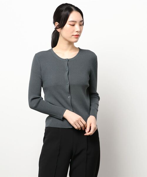 TONAL(トーナル)の「ベーシックリブクルーカーデ(カーディガン/ボレロ・レディース・ブラック/ダークグリーン/パープル/オフホワイト・38)」の4枚目の写真