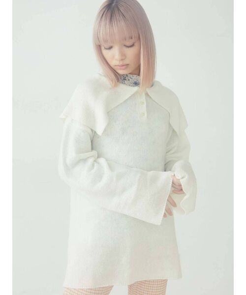 merry jenny（メリージェニー）の「モヘアルージーカラーニット（ニット/セーター・レディース・ブラック/ベージュ/アイボリー・FREE）」の4枚目の写真