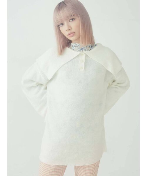 merry jenny（メリージェニー）の「モヘアルージーカラーニット（ニット/セーター・レディース・ブラック/ベージュ/アイボリー・FREE）」の12枚目の写真