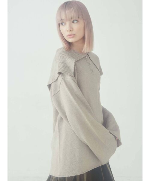 merry jenny（メリージェニー）の「モヘアルージーカラーニット（ニット/セーター・レディース・ブラック/ベージュ/アイボリー・FREE）」の5枚目の写真