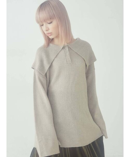 merry jenny（メリージェニー）の「モヘアルージーカラーニット（ニット/セーター・レディース・ブラック/ベージュ/アイボリー・FREE）」の9枚目の写真