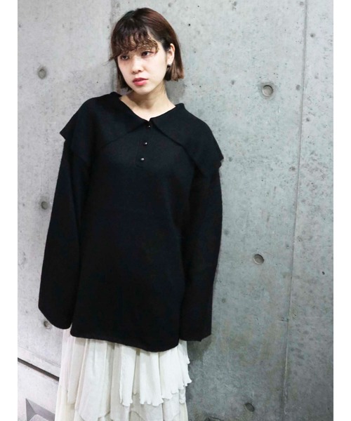 merry jenny（メリージェニー）の「モヘアルージーカラーニット（ニット/セーター・レディース・ブラック/ベージュ/アイボリー・FREE）」の2枚目の写真