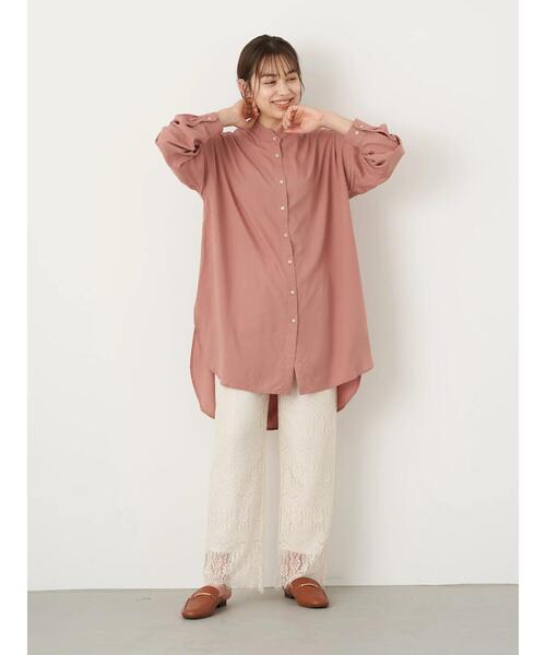 earth music&ecology（アースミュージックアンドエコロジー）の「レーヨンチュニック ＊（シャツ/ブラウス・レディース・ライトピンク/ブラック/ピンク/モカ/ミント/オフホワイト・FREE）」の21枚目の写真