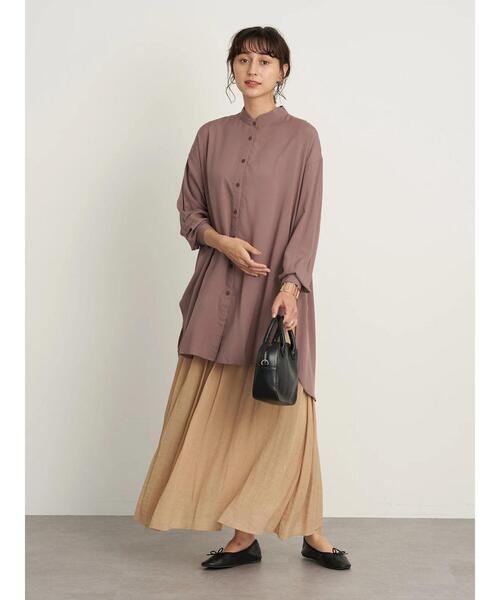 earth music&ecology（アースミュージックアンドエコロジー）の「レーヨンチュニック ＊（シャツ/ブラウス・レディース・ライトピンク/ブラック/ピンク/モカ/ミント/オフホワイト・FREE）」の10枚目の写真