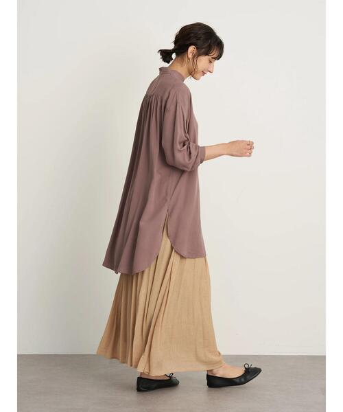 earth music&ecology（アースミュージックアンドエコロジー）の「レーヨンチュニック ＊（シャツ/ブラウス・レディース・ライトピンク/ブラック/ピンク/モカ/ミント/オフホワイト・FREE）」の9枚目の写真