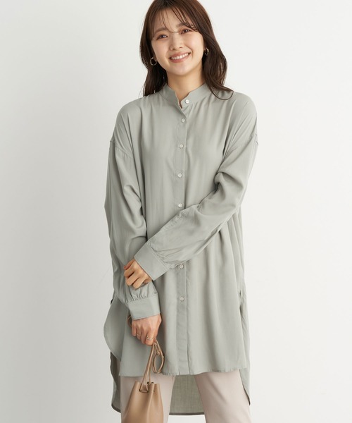 earth music&ecology（アースミュージックアンドエコロジー）の「レーヨンチュニック ＊（シャツ/ブラウス・レディース・ライトピンク/ブラック/ピンク/モカ/ミント/オフホワイト・FREE）」の5枚目の写真