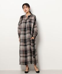 Samansa Mos2 | リネン混柄アソートギャザーワンピース(ワンピース)