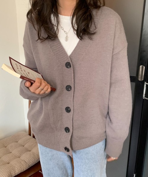 Diosfront（ディオスフロント）の「オーバーサイズVネックカーディガン（カーディガン/ボレロ・レディース・ブラック/チャコールグレー/ブラウン・FREE）」の22枚目の写真