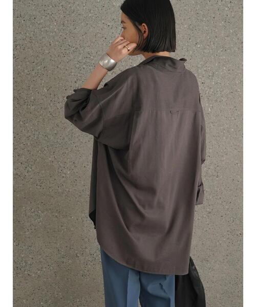 AMERICAN HOLIC（アメリカンホリック）の「★ポケット付きとろみシャツ（シャツ/ブラウス・レディース・モカ/チャコールグレー/ライトベージュ・L/M）」の11枚目の写真
