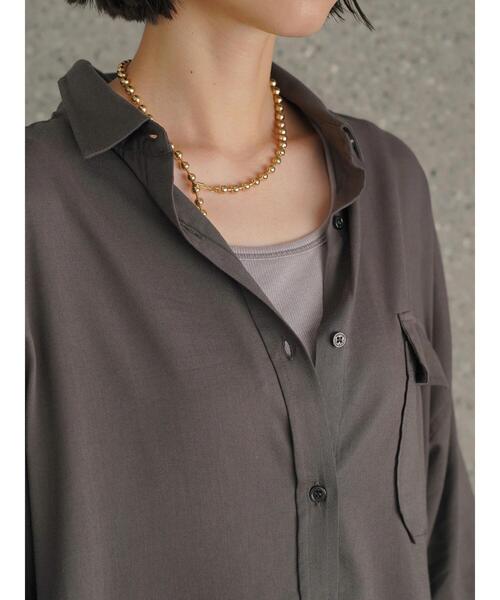 AMERICAN HOLIC（アメリカンホリック）の「★ポケット付きとろみシャツ（シャツ/ブラウス・レディース・モカ/チャコールグレー/ライトベージュ・L/M）」の10枚目の写真