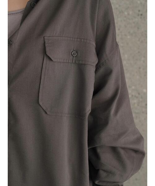 AMERICAN HOLIC（アメリカンホリック）の「★ポケット付きとろみシャツ（シャツ/ブラウス・レディース・モカ/チャコールグレー/ライトベージュ・L/M）」の7枚目の写真