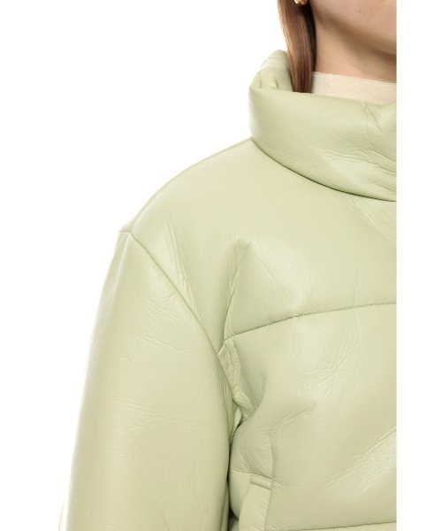 SLY（スライ）の「VEGAN LEATHER PUFFER JK ビーガンレザー ジャケット（ブルゾン・レディース・ライトグリーン/ライトベージュ・FREE）」の13枚目の写真