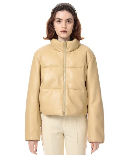 SLY（スライ）の「VEGAN LEATHER PUFFER JK ビーガンレザー ジャケット（ブルゾン・レディース・ライトグリーン/ライトベージュ・FREE）」の16枚目の写真