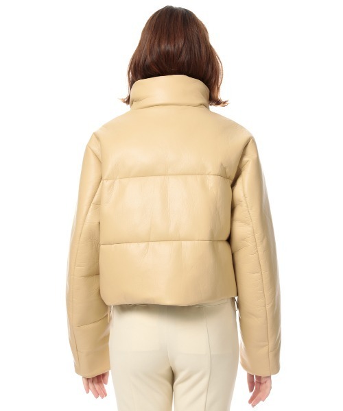 SLY（スライ）の「VEGAN LEATHER PUFFER JK ビーガンレザー ジャケット（ブルゾン・レディース・ライトグリーン/ライトベージュ・FREE）」の14枚目の写真