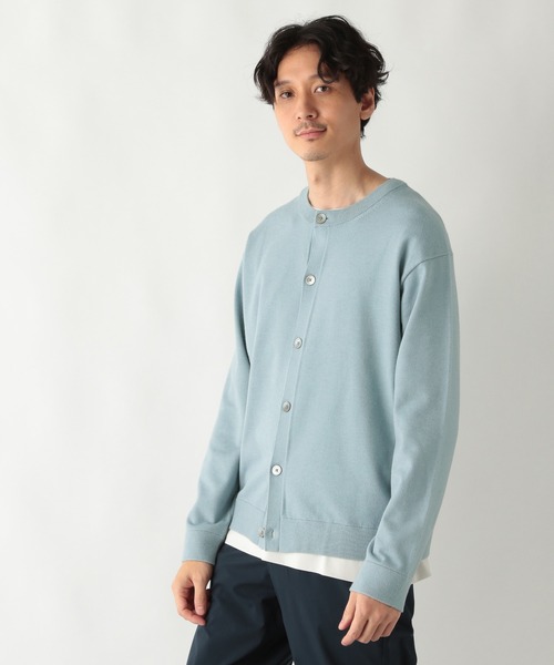 GLOBAL WORK（グローバルワーク）の「ヤミツキニットクルーカーデ/215267（カーディガン/ボレロ・メンズ・スカイブルー/ネイビー/ベージュ・LARGE/MEDIUM）」の11枚目の写真