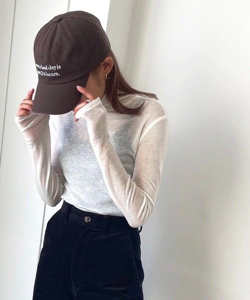 CANAL JEAN(キャナルジーン)の「via j(ヴィアジェイ) テンセルウールハイネックロングTシャツ(Tシャツ/カットソー・レディース・ブラック/オレンジ/ブルー/グリーン/アイボリー・ONE SIZE)」の2枚目の写真