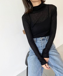 CANAL JEAN | via j(ヴィアジェイ) テンセルウールハイネックロングTシャツ(Tシャツ/カットソー)