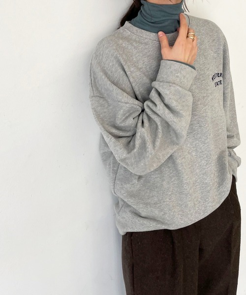 CANAL JEAN(キャナルジーン)の「via j(ヴィアジェイ) テンセルウールハイネックロングTシャツ(Tシャツ/カットソー・レディース・ブラック/オレンジ/ブルー/グリーン/アイボリー・ONE SIZE)」の18枚目の写真