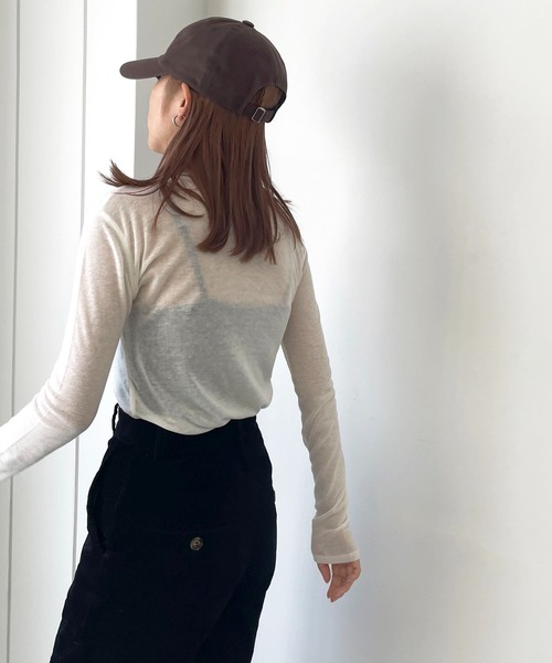 CANAL JEAN(キャナルジーン)の「via j(ヴィアジェイ) テンセルウールハイネックロングTシャツ(Tシャツ/カットソー・レディース・ブラック/オレンジ/ブルー/グリーン/アイボリー・ONE SIZE)」の7枚目の写真
