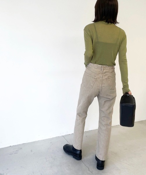 CANAL JEAN(キャナルジーン)の「via j(ヴィアジェイ) テンセルウールハイネックロングTシャツ(Tシャツ/カットソー・レディース・ブラック/オレンジ/ブルー/グリーン/アイボリー・ONE SIZE)」の15枚目の写真