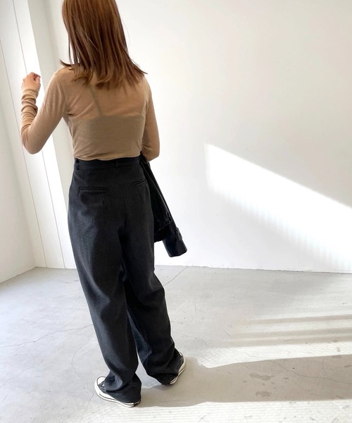 CANAL JEAN(キャナルジーン)の「via j(ヴィアジェイ) テンセルウールハイネックロングTシャツ(Tシャツ/カットソー・レディース・ブラック/オレンジ/ブルー/グリーン/アイボリー・ONE SIZE)」の20枚目の写真