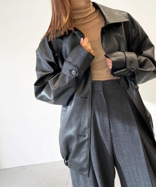 CANAL JEAN(キャナルジーン)の「via j(ヴィアジェイ) テンセルウールハイネックロングTシャツ(Tシャツ/カットソー・レディース・ブラック/オレンジ/ブルー/グリーン/アイボリー・ONE SIZE)」の21枚目の写真
