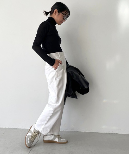 CANAL JEAN(キャナルジーン)の「via j(ヴィアジェイ) テンセルウールハイネックロングTシャツ(Tシャツ/カットソー・レディース・ブラック/オレンジ/ブルー/グリーン/アイボリー・ONE SIZE)」の11枚目の写真