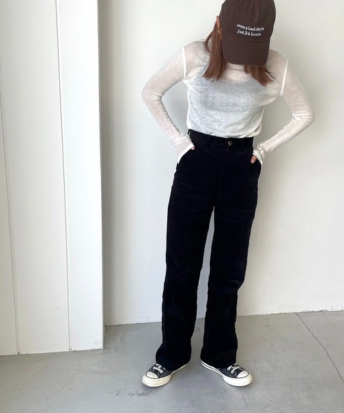 CANAL JEAN(キャナルジーン)の「via j(ヴィアジェイ) テンセルウールハイネックロングTシャツ(Tシャツ/カットソー・レディース・ブラック/オレンジ/ブルー/グリーン/アイボリー・ONE SIZE)」の6枚目の写真
