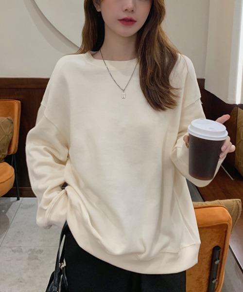yuue' ( wear )（ユーイ）の「シンプル プルオーバー ロングスリーブスウェット（スウェット・レディース・グレー/ライトベージュ/ライトブルー・M/L/XL）」の4枚目の写真