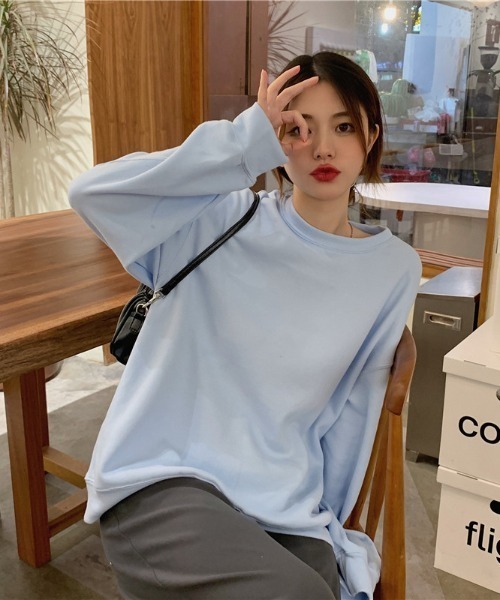 yuue' ( wear )（ユーイ）の「シンプル プルオーバー ロングスリーブスウェット（スウェット・レディース・グレー/ライトベージュ/ライトブルー・M/L/XL）」の22枚目の写真
