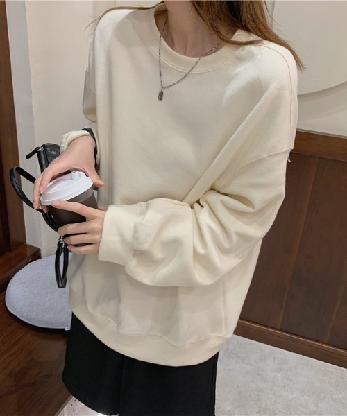 yuue' ( wear )（ユーイ）の「シンプル プルオーバー ロングスリーブスウェット（スウェット・レディース・グレー/ライトベージュ/ライトブルー・M/L/XL）」の7枚目の写真