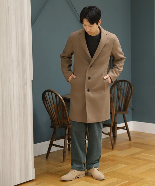 LAKOLE（ラコレ）の「ウーリーテックチェスターコート / 953107（チェスターコート・メンズ・ベージュ/ブラック/ブラウン/オリーブ/サンドグレー・LARGE/SMALL/MEDIUM）」の13枚目の写真