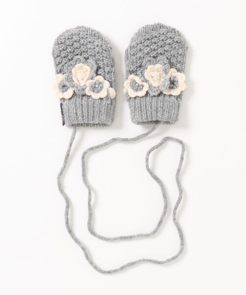HAKKA BABY（ハッカベビー）の「[ベビー]フラワーモチーフ付き手袋（手袋・キッズ・グレー/ボルドー・FREE）」の2枚目の写真