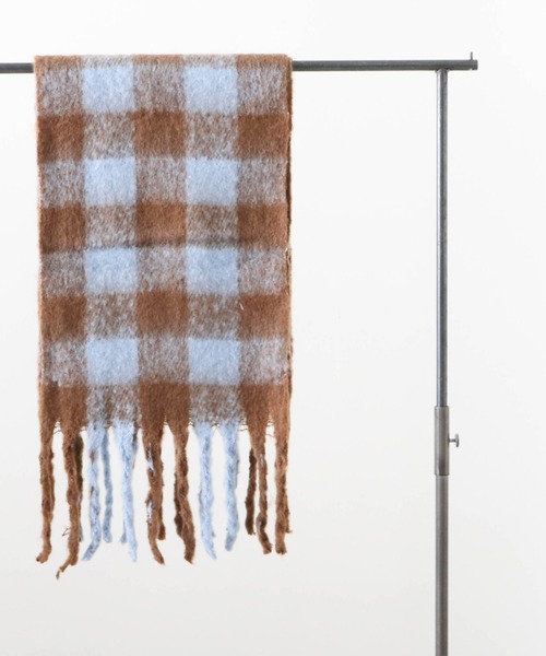 Cheek（チーク）の「大判チェックフリンジマフラー（マフラー・レディース・ブラック/ベージュ/ブラウン・MEDIUM）」の16枚目の写真