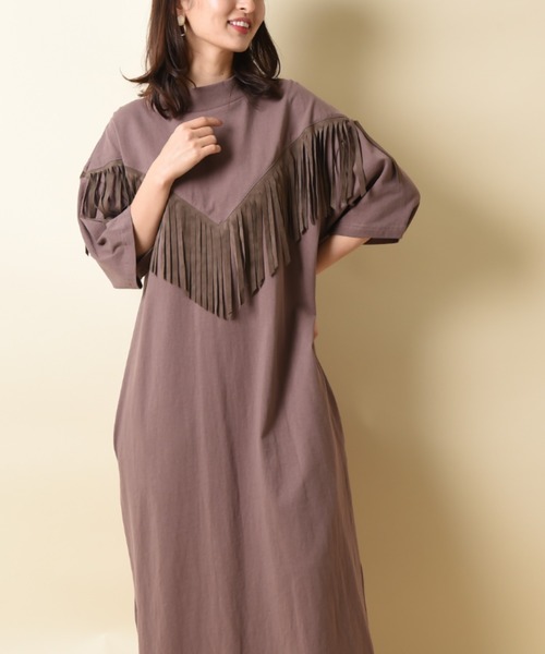 SUPERTHANKS（スーパーサンクス）の「【ＳＵＰＥＲＴＨＡＮＫＳ】ＳＵＥＤＥ　ＭＯＣＫＮＥＣＫ　ＯＮＥ－ＰＩＥＣＥ（ワンピース・レディース・ホワイト/ブラック/ブラウン・FREE）」の3枚目の写真