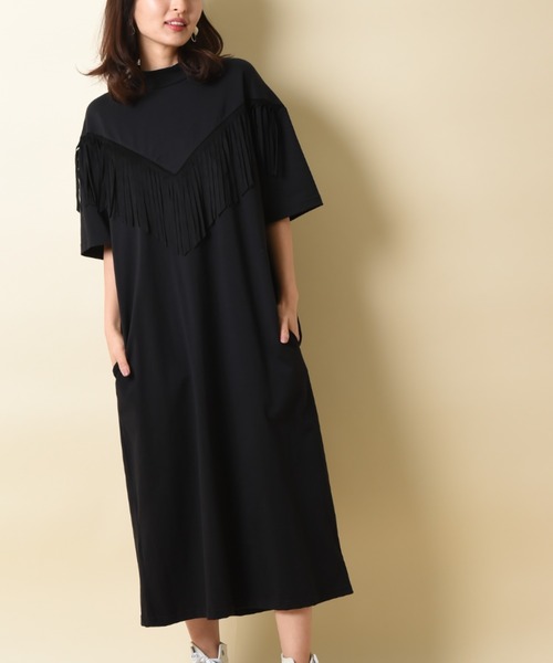 SUPERTHANKS（スーパーサンクス）の「【ＳＵＰＥＲＴＨＡＮＫＳ】ＳＵＥＤＥ　ＭＯＣＫＮＥＣＫ　ＯＮＥ－ＰＩＥＣＥ（ワンピース・レディース・ホワイト/ブラック/ブラウン・FREE）」の2枚目の写真