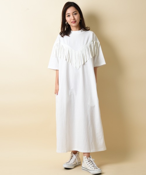 SUPERTHANKS（スーパーサンクス）の「【ＳＵＰＥＲＴＨＡＮＫＳ】ＳＵＥＤＥ　ＭＯＣＫＮＥＣＫ　ＯＮＥ－ＰＩＥＣＥ（ワンピース・レディース・ホワイト/ブラック/ブラウン・FREE）」の4枚目の写真