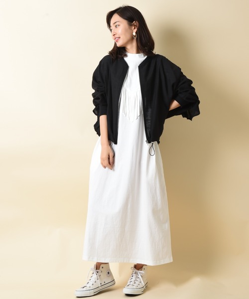 SUPERTHANKS（スーパーサンクス）の「【ＳＵＰＥＲＴＨＡＮＫＳ】ＳＵＥＤＥ　ＭＯＣＫＮＥＣＫ　ＯＮＥ－ＰＩＥＣＥ（ワンピース・レディース・ホワイト/ブラック/ブラウン・FREE）」の8枚目の写真