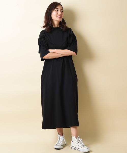 SUPERTHANKS（スーパーサンクス）の「【ＳＵＰＥＲＴＨＡＮＫＳ】ＳＵＥＤＥ　ＭＯＣＫＮＥＣＫ　ＯＮＥ－ＰＩＥＣＥ（ワンピース・レディース・ホワイト/ブラック/ブラウン・FREE）」の13枚目の写真