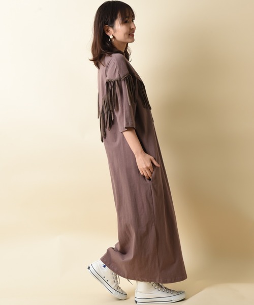 SUPERTHANKS（スーパーサンクス）の「【ＳＵＰＥＲＴＨＡＮＫＳ】ＳＵＥＤＥ　ＭＯＣＫＮＥＣＫ　ＯＮＥ－ＰＩＥＣＥ（ワンピース・レディース・ホワイト/ブラック/ブラウン・FREE）」の21枚目の写真