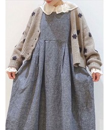 Samansa Mos2 blue | フラワー刺繍カーディガン(カーディガン/ボレロ)