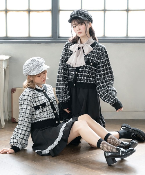 DearMyLove（ディアマイラブ）の「ツイード柄ショート丈ニット